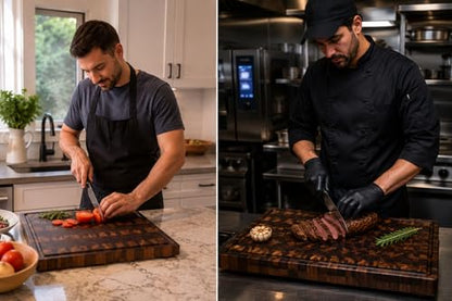 TITAN™ Black Walnut End Grain Cutting Board, Large 22 x 16 x 2 Premium Butcher Block for Professional Chefs, Non-Slip Feet, Deep Juice Groove, BBQ & Charcuterie