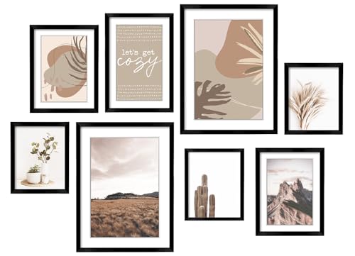 Gallery Wall Frame Set, 8 Pack Neutral Wall Decor, Black, Large | Classic Collage Picture Frames Wall Art for Living Room, Entryway, Stairway, Bedroom, Assorted Size - color: Black, size: Large
