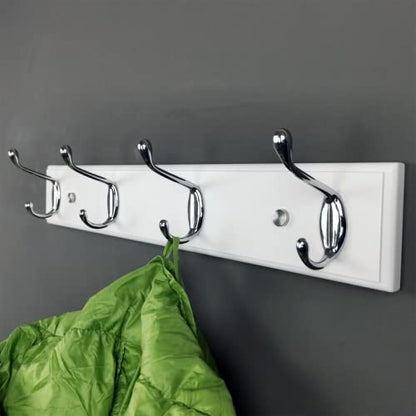 4 Silver Hooks Wood Coat Rack Wall Mount, 17.3’’, Heavy Duty Hooks for Hanging Clothes,Hat,Backpack etc, Great Modern Wall Decoration for Entryway Hallway Mudroom Farmhouse,White - size: Small-17.3in(44cm),4 Silver Hooks, style: Modern