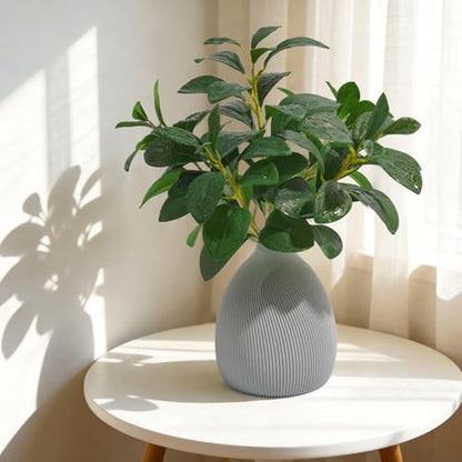 Cikuco 16.5" Artificial Eucalyptus Stems Potted Plant Faux Desk Plants,Real-Touch Greenery Stems with Vase, Fake Potted Plant for Farmhouse Home Office Decor