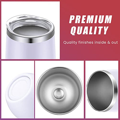 Remagr 16 Pack Stainless Steel Wine Tumblers 12 oz Insulated Vacuum Wine Cup Set Double Wall Stainless Steel Stemless Mug Glasses for Coffee Soda Whiskey Outdoor Travel (White) - color: White
