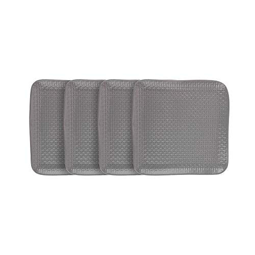 Olivia Stoneware Salad Plate, 4 Count, Gray Embossed Basket Weave - color: Olivia - Gray, size: 4 Salad Plates
