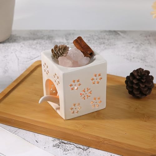 Essential Oil Burner for Scented Oil, Oil Warmer, Tealight Waxmelt Warmer, Candle Diffuser, Tea Light Holder, Square