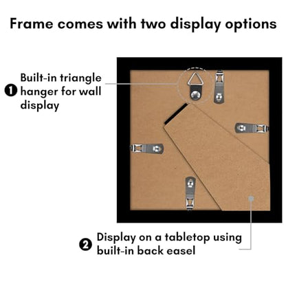 Americanflat 5x5 Picture Frame 5-Pack - Slim Molding - Black | Polished plexiglass front, wall or tabletop display with included easel, triangle hangers included, secure turn-tab backing - color: Black, size: 5x5