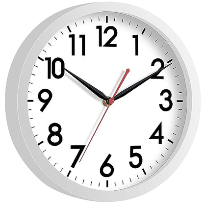 AKCISOT 12 Inch Wall Clock, Silent Battery Operated Analog Clock, White | Office | Kitchen | Living Room | Classroom | Easy-to-read Numbers - color: C_white, size: 12 Inch