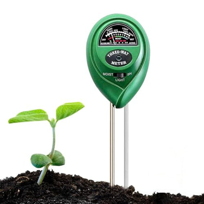 Soil pH Meter, MS02 3-in-1 Soil Moisture/Light/pH Tester Gardening Tool Kits for Plant Care, Great for Garden, Lawn, Farm, Indoor & Outdoor Use (Green)