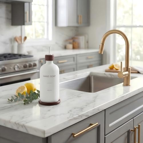 Glass Soap Dispenser, White | Refillable Hand Soap Dispenser, With Tray, Suitable for Bathroom, For Kitchen Sink - color: White H*1
