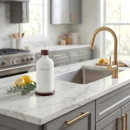Glass Soap Dispenser, White | Refillable Hand Soap Dispenser, With Tray, Suitable for Bathroom, For Kitchen Sink - color: White H*1