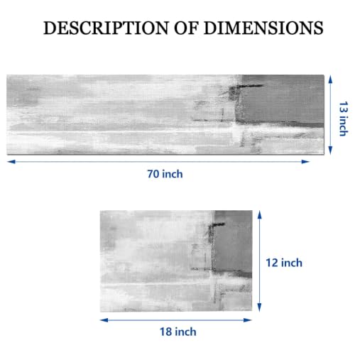 Mcalk Dark Grey Table Runner and Placemats Set of 6 Pieces, Grey Placemat, Cloth Place Mats Indoor for Kitchen, Washable Abstract Placemats Linen Material for Dining Table - color: 01grey