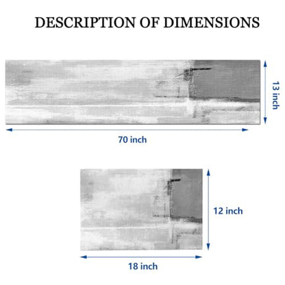 Mcalk Dark Grey Table Runner and Placemats Set of 6 Pieces, Grey Placemat, Cloth Place Mats Indoor for Kitchen, Washable Abstract Placemats Linen Material for Dining Table - color: 01grey