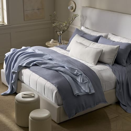 BOLL & BRANCH Waffle Bed Blanket, Twin/Twin XL, Hydrangea | Luxury 100% Organic Cotton - Soft, Lightweight and Breathable - Textured Waffle Weave Design - color: Hydrangea, size: Twin/Twin XL