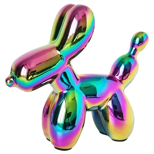 Ceramic Colorful Balloon Dog Decor,Balloon Animal Statue(Medium) | Living Room Bedroom Bookshelf Sculpture Desktop Office Coffee Table Decor - color: Colorful, size: Medium