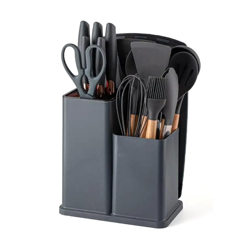 Kitchen Utensil Set with Holder – 19-Piece Silicone Cooking Tools with Stand | Heat Resistant, Non-Stick, BPA-Free | Cooking Utensils for Home & Professional Use