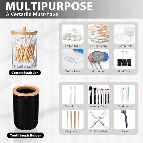 Bathroom Accessories Set 5Piece Black Bathroom Sets, Toothbrush Holder, Toothbrush Cup, Lotion Soap Dispenser, Soap Dish and Qtip Holder Bathroom Decor - style: Black