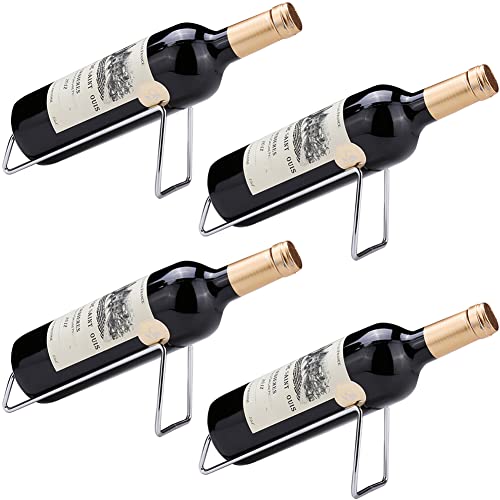 4Pcs Simple Tabletop Wine Display Rack, Wine Bottle Holder, Gift for Kitchen Home Decoration (Silvery) - color: Silver, size: 4