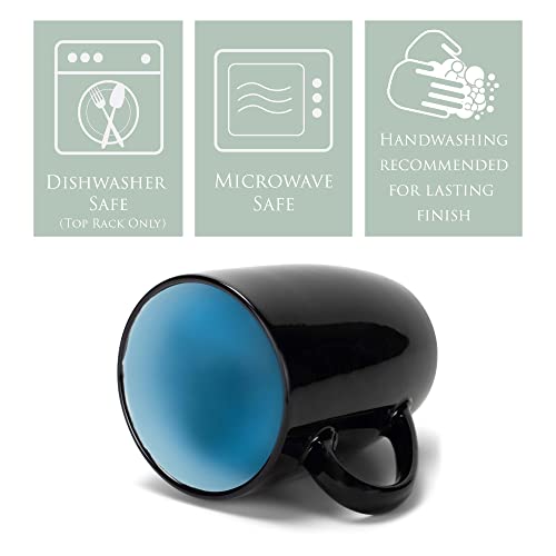 Elanze Designs Color Pop Pale Blue Black Exterior 16 ounce Glossy Ceramic Mugs Matching Set of 4 - color: Pale Blue