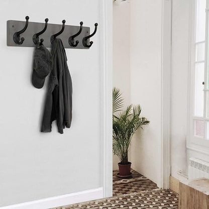 WEBI Rustic Coat Rack Wall Mount,5 Cast Iron Coat Hooks Wall Mounted,Heavy Duty Wall Coat Hanger Hooks for Hanging Coats,Clothes,Gray,2 Packs - color: Gray, size: 17 Inch(2 Packs)