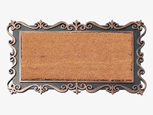A1HC Natural Coir and Rubber Large Door Mat, 18" x 30", Thick Durable Doormats for Door Entrance, Heavy Duty, Thin Profile Door Mat, Easy to Clean,Long Lasting Front Door Entry Doormat - color: Copper