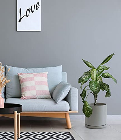 D'vine Dev 10 Inch Ceramic Planter Pot, Grey, 94-O-E-3 | Modern Cylinder Design, Drainage Hole & Saucer Included, Stable Structure, Elegant Home Accent - color: Gray, size: Large