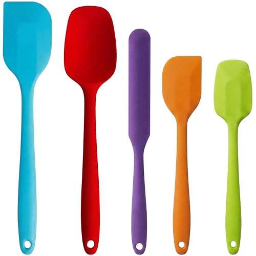 5 Pieces Silicone Spatula Set BPA Free | Rubber Spatula Heat Resistant Essential for Cooking Baking Non Stick Dishwasher Safe Kitchen Tools Multicolor - color: Multicolor