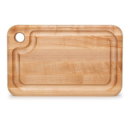 John Boos Prestige Series Rectangular Wooden Maple Cutting Board 16”x10” – 1.25” Thick, 6-lb Reversible Butcher Block with Juice Groove, Edge-Grain & Finger Grip Hole – Made in the USA | 1.25” Thick, 6-lb Butcher Block with Juice Groove, Edge-Grain & Fing