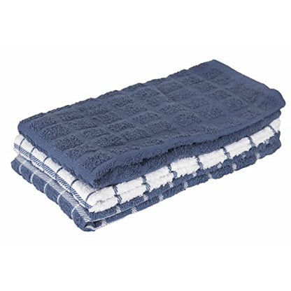 Ritz Premium 100% Cotton Terry Check Kitchen Dish Towels - Highly Absorbent, Super Soft, Long-Lasting, 25"x15", 3-Pack, Federal Blue - color: Federal Blue, size: 3-Pack - Kitchen Towel
