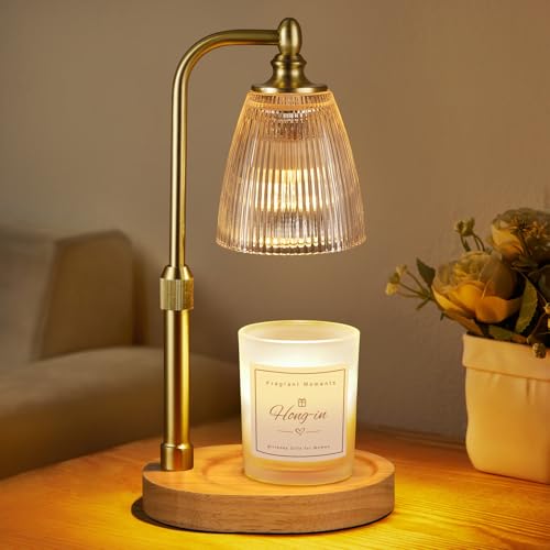 Candle Warmer Lamp with Timer Dimmable,Birthday Gifts for Women Mom Sister,House Warming Gifts New Home,Adjustable Height Wax Melt Warmer for Jar Candles,Ideal for Office,Dorm,Bedroom Home Decor - color: Clear Bell-shaped