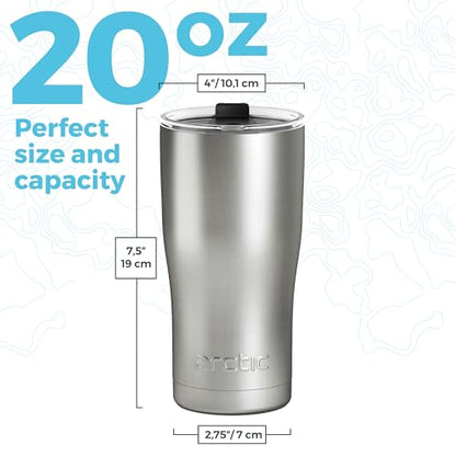 | 20 oz Stainless Steel Insulated Tumbler with Straw & Cleaner - Retains Temperature up to 24hrs - Non-Spill Splash Proof Lid, Double Wall Vacuum Technology, BPA Free & Built to Last - color: Stainless Steel, size: 20 Ounces