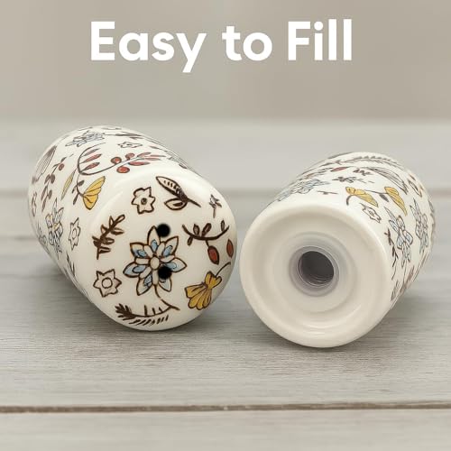 Country Floral Salt and Pepper Shakers, Unique Flower S&P Shaker Set | Hand-Painted Decorative & Functional Kitchen Decor
