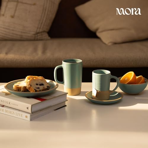 Mora Ceramics Large Tea Mug with Loose Leaf Infuser and Ceramic Lid, 18 oz, Portable, Microwave, Dishwasher Safe, Tall Coffee Cup - Rustic Matte Ceramic Glaze, Modern Herbal Tea Strainer, Iris - color: Iris