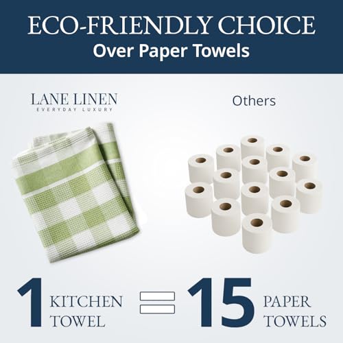 LANE LINEN Cotton Kitchen Towels Set, 4-Pack – Absorbent, Quick-Drying Dish Towels, 18" x 28" - Sage Green - color: 09: Sage Green, size: 18''x28" - 4 Pack