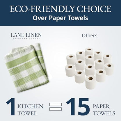 LANE LINEN Cotton Kitchen Towels Set, 4-Pack – Absorbent, Quick-Drying Dish Towels, 18" x 28" - Sage Green - color: 09: Sage Green, size: 18''x28" - 4 Pack