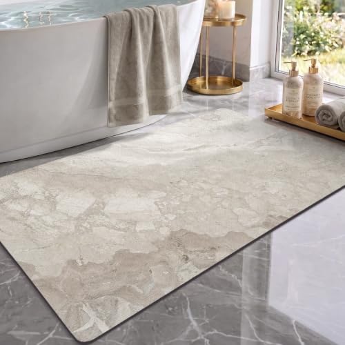 Color&Geometry Thin Bath Mat Quick Dry,Thin Bathroom Rugs fit Under Door | 43"x24" Washable Bath mats for Bathroom,Bath Mat Non Slip Low Pile Bathroom Rug for Bathtub and Shower Floor - color: Beige Stone-texture, size: 24"x43"
