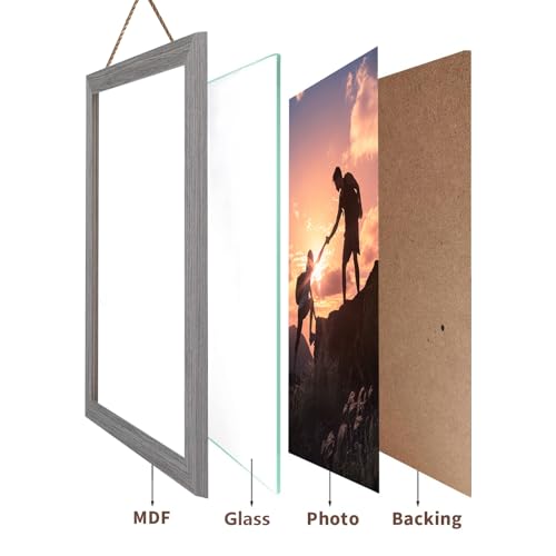 4x6 Wall Hanging Picture Frames Collage with 3 Opening Frames Grey - color: Grey, size: 4x6