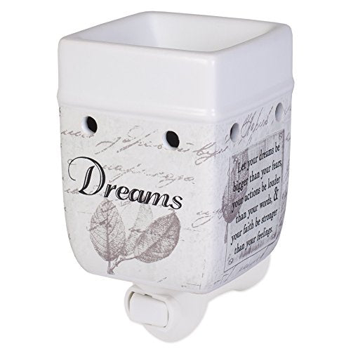 Elanze Designs Dream Bigger Actions Louder Faith Stronger Grey Leaves White Ceramic Stone Plug-in Warmer - size: Small Wall Plug-in