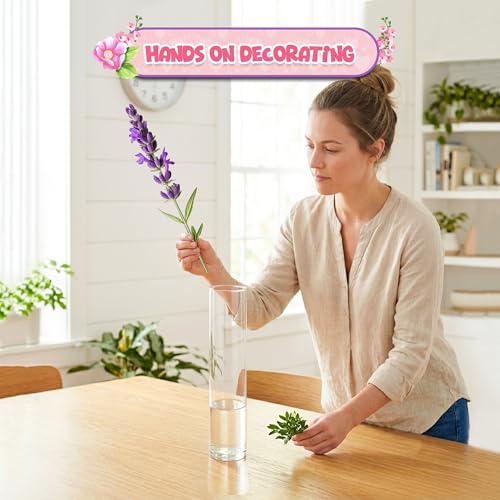 16" Tall Cylinder Glass Vase, 3.5" Wide - Clear Glass Vase for Centerpiece, Floor Vase, Flowers, Candle Holder, Wedding Table Decor by 4E's Novelty