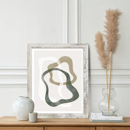 Hongkee 11x14 Picture Frame Set of 2, Distressed White Wood Frame with Real Glass Collage Picture Frames, Display Pictures Five 4x6 With Mat or 11 x 14 Without Mat, Photo Frames Wall Gallery - color: Distressed White, size: 11x14 in matted to 5-4x6