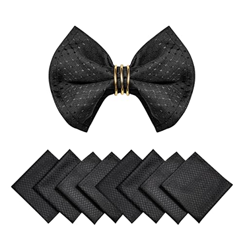 Black Jacquard 17x17 Square Polyester Cloth Napkins Set of 8 | Waterproof, Stain Resistant, Shrink Proof, Washable, fabric, Outdoor, Dining, Wedding, Kitchen, Party, Banquet, Reusable - color: Black
