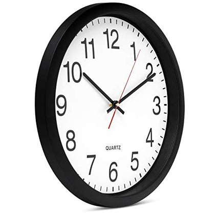 Bernhard Products Black Wall Clock Silent Non Ticking - 16 Inch Extra Large Quality Quartz Battery Operated Round Easy to Read Home/Office/Business/Kitchen/Classroom/School Clocks - size: 16 Inch