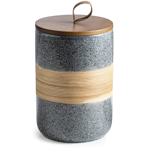 Miamolo Large Coffee Container with Lid, Ceramic Kitchen Food Storage Jar | Stackable Coffee Canisters, Airtight Lid for Tea Sugar Dry Goods | Stackable Decorative Jar for Bar Station | Grey & 61 fl.oz - color: Grey, size: 60 fl.oz