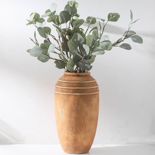 Large Ceramic Flower Vase,12.87 Inch Terracotta Vase for Home Decor | Rustic Farmhouse Vintage Vase for Living Room, Bedroom, Shelf, Entryway, Dining Table Centerpiece, Office Decor - color: 101-2-12.87in