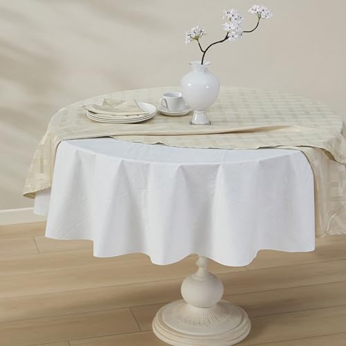 Newbridge Quilted Waterproof Cut to Fit Table Pad Protector with Flannel Backing, Heat Resistant, Wipe Clean, Cushioned Pad Protects Table from Spills and Scratches 52 inch Round - size: 52" (Round)