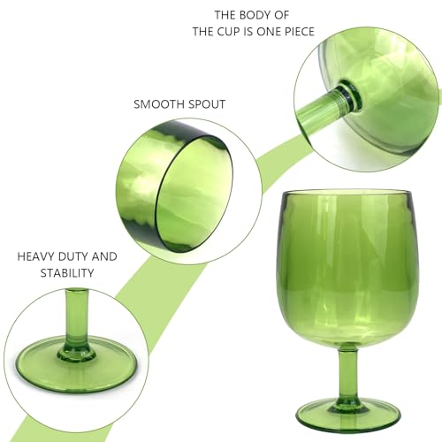 Yalin Set of 6 Unbreakable 12 oz Acrylic Plastic Wine and Water Tumbler Stackable Goblets. (Green, 12 oz) - color: Green, size: 12 oz