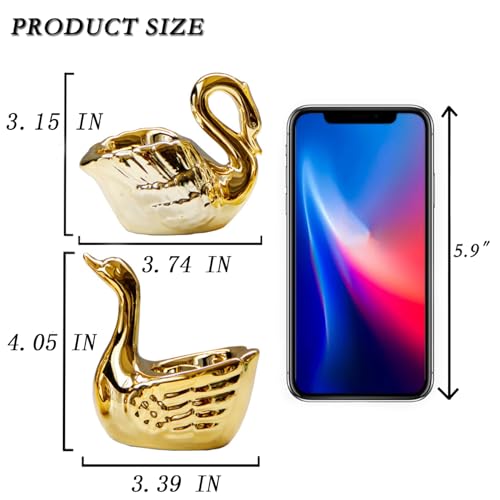 2Pcs Swan Tea Light Candle Holder, Ceramic Gold Candle Holder for Home Decor