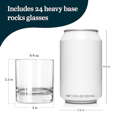 Libbey 916CD Heavy Base Rocks Glasses Set, Simple Glassware Drinking Glasses Set of 24, Stylish, Dishwasher Safe Glasses for Cocktail Parties And More - color: Heavy Base Rocks 24
