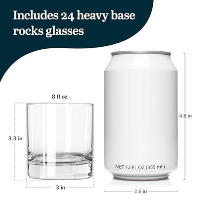 Libbey 916CD Heavy Base Rocks Glasses Set, Simple Glassware Drinking Glasses Set of 24, Stylish, Dishwasher Safe Glasses for Cocktail Parties And More - color: Heavy Base Rocks 24