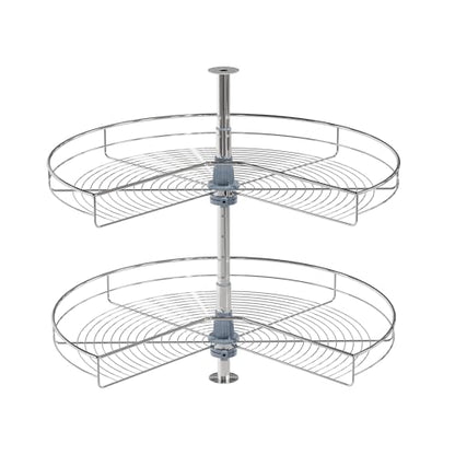 Dowell Base Cabinet Kidney Shape Dia.32 270° Lazy Susan, 2 Shelves, Kitchen Base Corner Cabinet Organizer (Chrome 4001 270 32) - size: Base Cabinet Kidney Shape Dia.32" 270°
