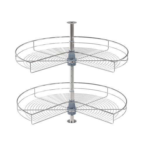 Dowell Base Cabinet Kidney Shape Dia.32 270° Lazy Susan, 2 Shelves, Kitchen Base Corner Cabinet Organizer (Chrome 4001 270 32) - size: Base Cabinet Kidney Shape Dia.32" 270°
