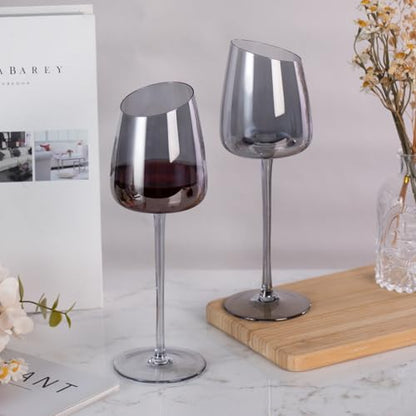 KAMMAK Crystal Red Wine Glasses Set of 2, 9.47 oz Stemmed Glasses, XH013 | Hand Blown, Bordeaux Wine Glasses, Thin Rim & Long Stem, Red & White, Daily Use, Wedding or Birthday Gift for Women - size: 8KPXH013