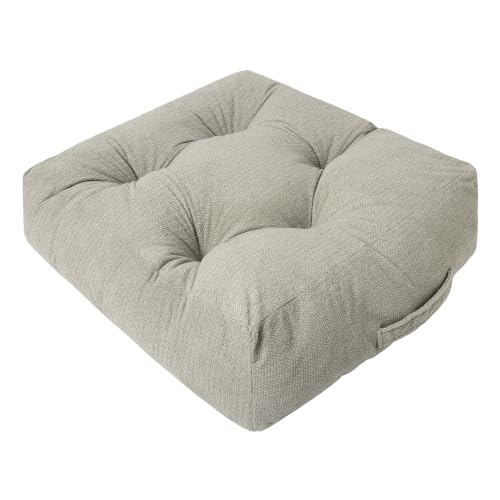 Floor Pillow Cushion with Handle for Adults Women Men | Large Meditation & Sitting Cushion Pillow for Tatami, Living Room, Yoga (1, Light Gray, Square, 22" x 22" x 6") - color: Light Gray, Square